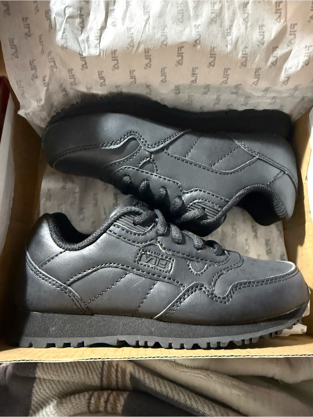Kids Fila black sneakers size 12.5